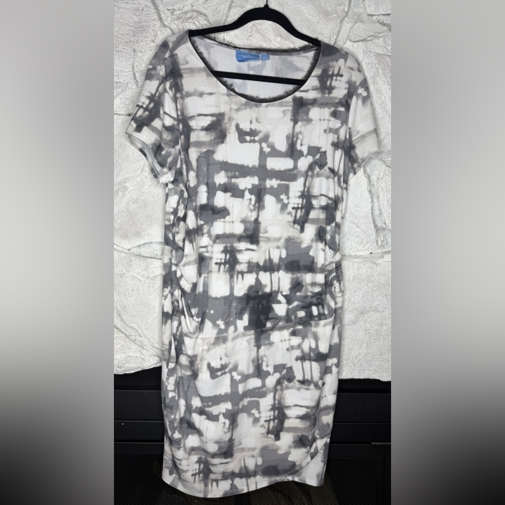Simply Vera Vera Wang | Women’s Faux Wrap Gray Tone Elegant Dress, Size XL